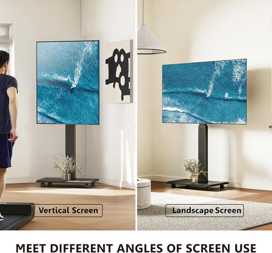 Porta TV con Ruote per 32-75 Pollici, Orizzontale e Verticale Supporto TV da Pavimento e Metallo Base