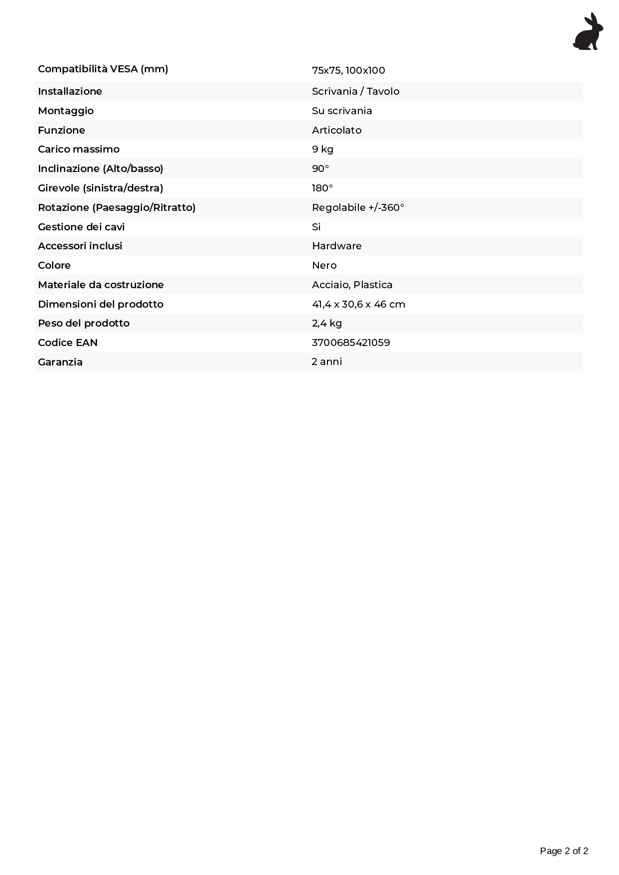 Supporto da tavolo per 1 monitor PC 17"- 32" Regolabile in Altezza Girevole Rotante Inclinabile