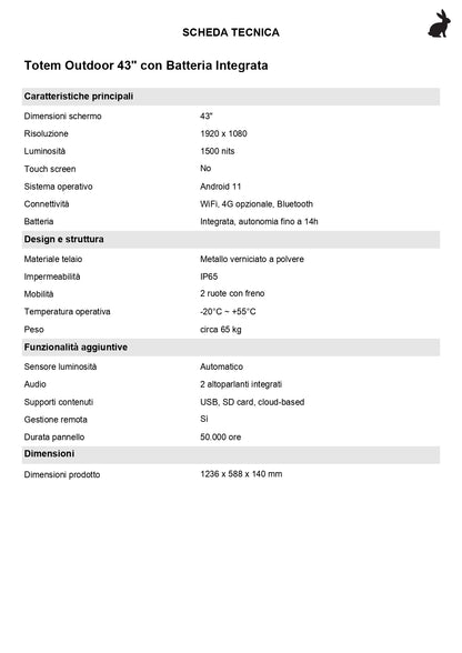 Monitor Pubblicitario 43 Pollici Esterno Ad Alta Luminosità