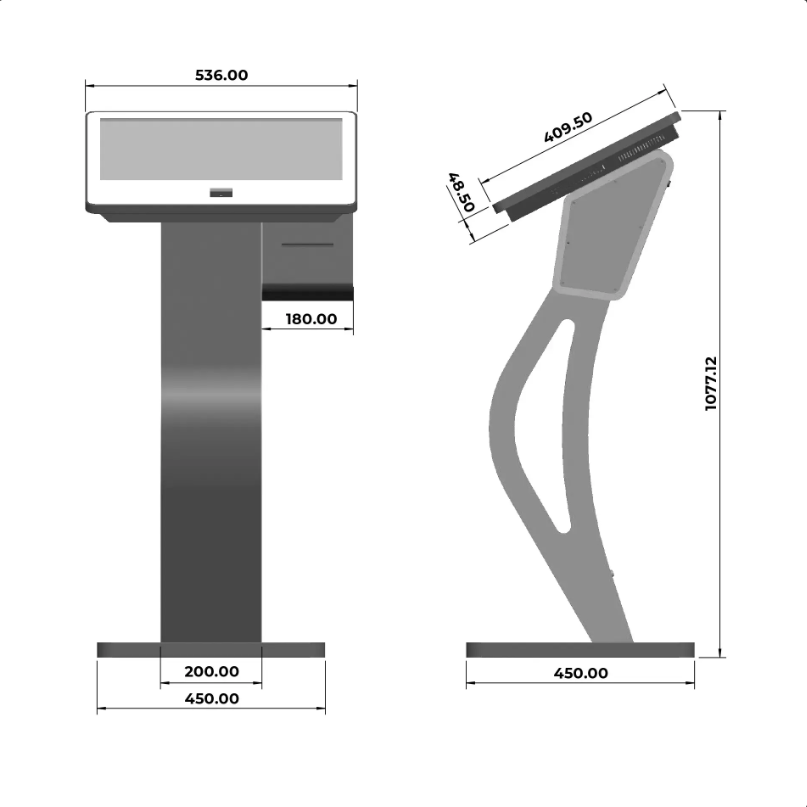 Chiosco interattivo Touch 21.5'', Windows 10, con lettore di codici QR e stampante