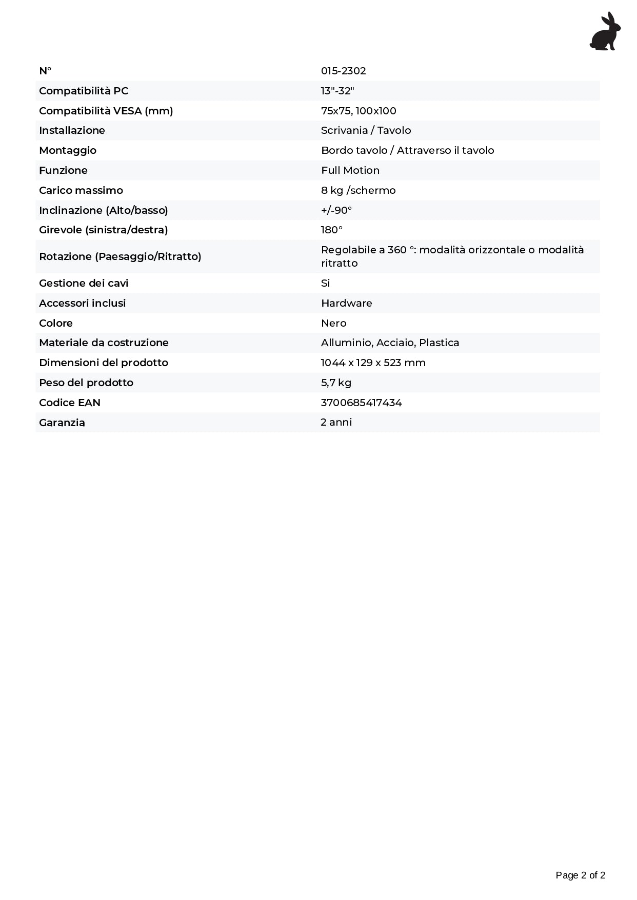 Supporto da scrivania Full Motion per 2 monitor 13"-32" Regolabili in Altezza Girevoli Rotanti Inclinabili