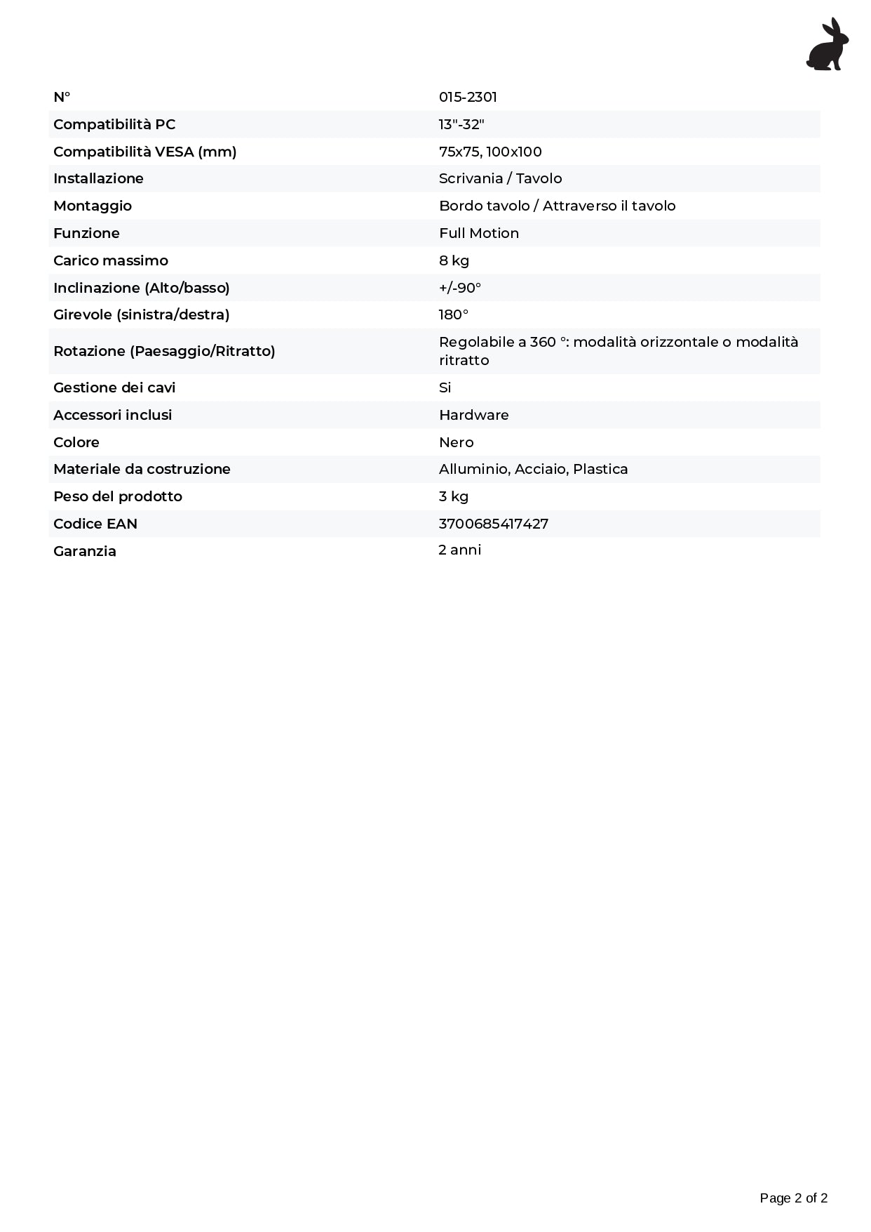 Supporto da scrivania Full Motion per 1 monitor 13"-32" Regolabili in Altezza Girevoli Rotanti Inclinabili