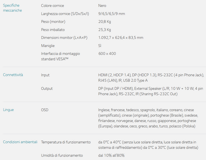 Schermo professionale LG 49’’ ad alta luminosità per vetrine