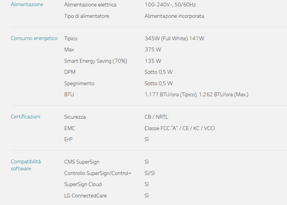 Schermo professionale LG 49’’ ad alta luminosità per vetrine